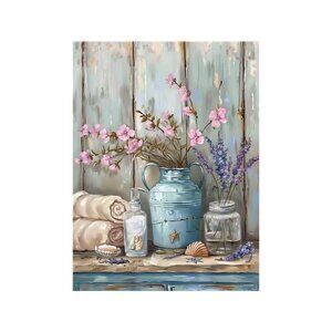 Pink and Purple Flowers Unframed Canvas Wall Art  24" X 36"